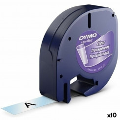 Ламинированная лента для этикетировочных машин Dymo 12267 12 мм х 4 м Прозрачный пластик черный (10 шт.)