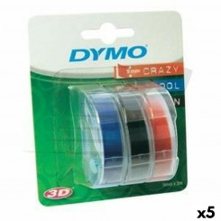 Laminated Tape for Labelling Machines Dymo 9 mm x 3 m Red Black Blue (5 Units)