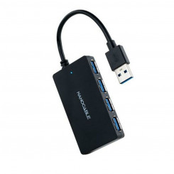 USB-jaotur NANOCABLE Hub USB 3.0 koos 4 USB 3.0-ga, USB-A/M-USB 3.0/H, Negro, 15 cm must