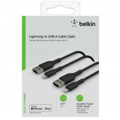USB to Lightning Cable Belkin CAA001BT1MBK2PK 1 m Black (2 Units)