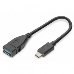 USB-C-adapter OTG Digitus AK-300315-001-S must 15 cm