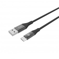 Кабель USB-C к USB Celly USBTYPECCOLORBK Черный, 1 м