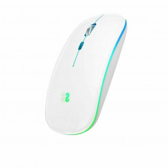 Wireless Bluetooth Mouse Subblim Ratón Inalámbrico Bluetooth + RF RGB LED Dual Flat Mouse White