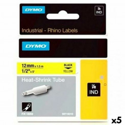 Комплект термоусадочных трубок Rhino Dymo ID1-12 12 x 1,5 мм Черный Желтый (5 шт.)