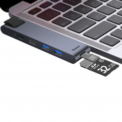 USB-jaotur Baseus CAHUB-L0G hall must/hõbe