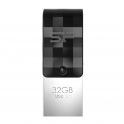 USB-mälupulk Silicon Power Mobile C31 must/hõbedane 32 GB