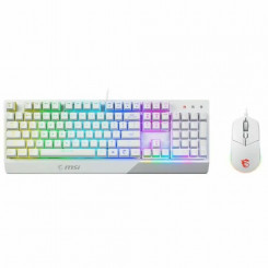 Keyboard with Gaming Mouse MSI Vigor GK30 AZERTY White French Black