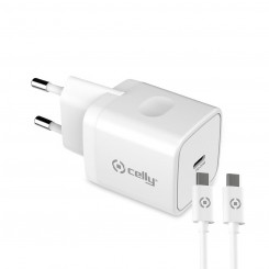 Wall Charger + USB C Cable Celly White 20 W