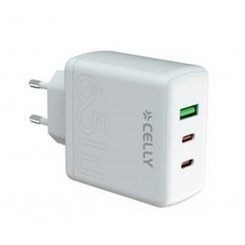 Wall Charger Celly TC3GAN65WEVOWH White 65 W