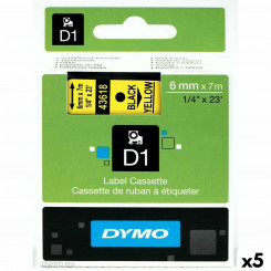 Ламинированная лента для этикетировочных машин Dymo D1 43618 6 мм LabelManager™ Желтая (5 шт.)