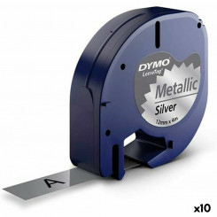 Ламинированная лента для фломастеров Dymo 91208 LetraTag® Чёрный Серебряный 12 mm (10 штук)