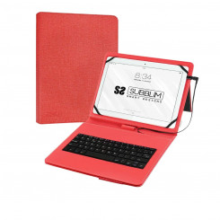 Ümbris Klaviatuurile ja Tahvelarvutile Subblim SUB-KT1-USB002 10.1 Punane Hispaaniakeelne Qwerty hispaania