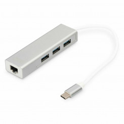 USB-разветвитель Digitus Серый Белый/Серый Серебристый