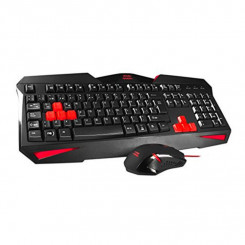 Keyboard and Mouse Tacens MCP1 Black Red Black White Black/Red Spanish Qwerty