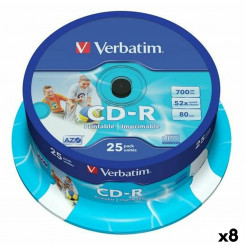 CD-R Verbatim 25 шт., части 700 МБ 50 МБ/с (8 шт.)