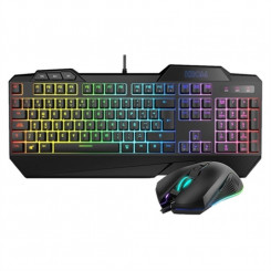 Keyboard with Gaming Mouse Krom Krusher RGB Black