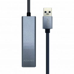 USB-jaotur Aisens Conversor USB 3.0 a ethernet gigabit 10/100/1000 Mbps + Hub 3 x USB 3.0, Gris, 15 cm Hall