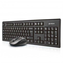 Клавиатура и мышь A4 Tech 7100N Qwerty UK Черный Черный Белый Нет английского QWERTY Qwerty US
