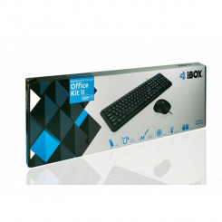 Keyboard and Mouse Ibox OFFICE KIT II Black Black and White English QWERTY Qwerty US
