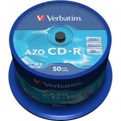 CD-R Verbatim AZO Crystal 50 шт., 700 МБ, 52 шт.
