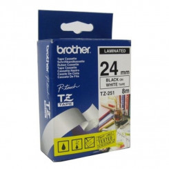 Laminated Ribbon for Label Makers Brother TZE251 2.4 cm 8 m White Black Black/White