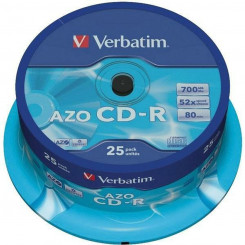 CD-R Verbatim AZO Crystal 25 шт., 700 МБ, 52 шт.