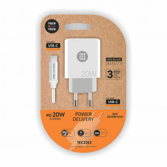 Зарядное устройство + кабель USB-C Tech One Tech White 20 Вт