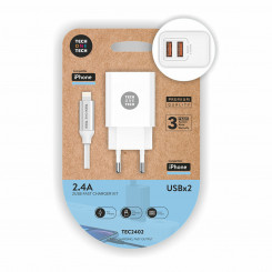 Зарядное устройство + сертифицированный MFI кабель освещения Tech One Tech Double Lightning White