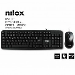 Keyboard and Mouse Nilox USB Black
