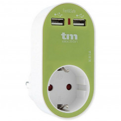 Wall plug with 2 USB ports TM Electron Green