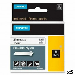 Laminated Ribbon for Label Makers Dymo Rhino Black White (5 Units)