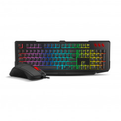 Keyboard with Gamer Mouse OZONE Spanish Qwerty Black Multicolor