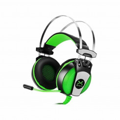 Gamer Headset with Microphone Droxio HADLOK USB Black Black/Green
