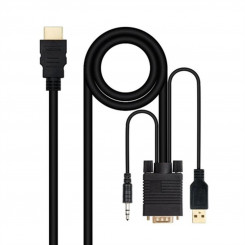 HDMI-VGA Audioadapteriga NANOCABLE 10.15.4350 1,8 m Must