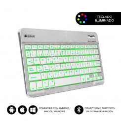 Bluetooth Klaviatuur, millel on Tahvelarvuti Tugi Subblim SUB-KBT-SMBL30 Mitmevärviline Hõbedane Hispaaniakeelne Qwerty QWERTY