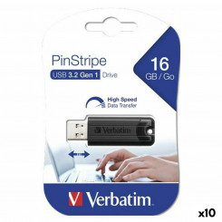 Memory Stick Verbatim Pinstripe Black 16 GB (10 Units)