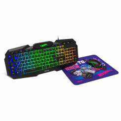 Keyboard with Gamer Mouse Krom HOTWHEELS Spanish Qwerty
