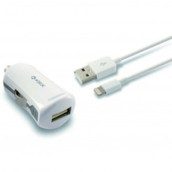 USB autolaadija + MFi sertifikaadiga kaabel Lightning KSIX 2,4 A valge