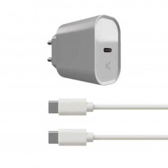 Зарядное устройство + кабель USB C KSIX Белый 20 Вт