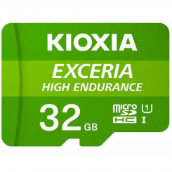 Micro SD Memory Card with Adaptor Kioxia Exceria High Endurance Class 10 UHS-I U3 Green