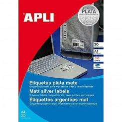 Printeri etiketid Apli Silver Metallic 45,7 x 21,2 mm A4
