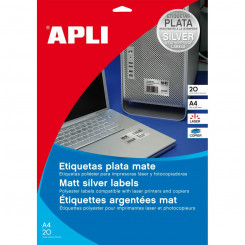 Printeri etiketid Apli Silver Metallic 63,5 x 29,6 mm A4