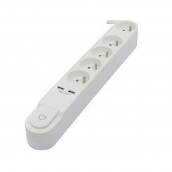 Power Socket - 5 Sockets with Switch Chacon White