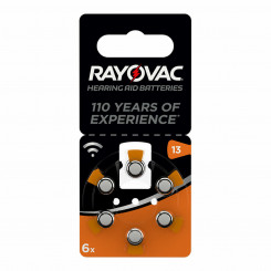 Lithium Button Batteries Rayovac Compatible with headphones ZA13 1,45 V (6 Units)