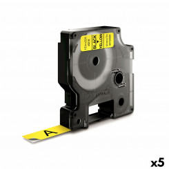 Laminated Tape for Labelling Machines Dymo D1 45018 LabelManager™ Yellow 12 mm Black (5 Units)