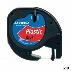 Lamineeritud lint märgistusmasinatele Dymo 91203 LetraTag® punane must 12 mm (10 ühikut)