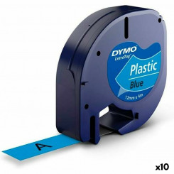 Laminated Tape for Labelling Machines Dymo 91205 LetraTag® Black Blue 12 mm (10Units)
