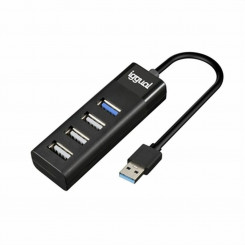 4-pordiline USB-jaotur iggual IGG317686 must