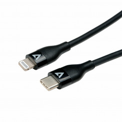 USB-C ja Lightning kaabel V7 V7USBCLGT-1M must