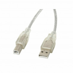 USB A–USB B kaabel Lanberg CA-USBA-12CC-0018-TR 1,8 m 480 Mbit/s läbipaistev